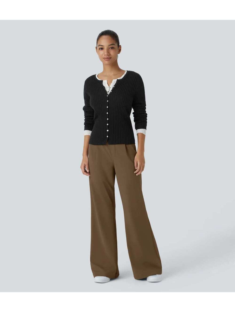 Halara Flex DayStretch High Waisted Work Flare Pants Brown Size Small Petite - Picture 9 of 9
